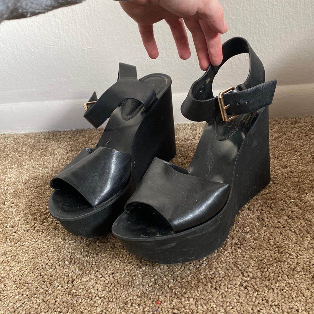 Topshop Black Wedges, Size 38
